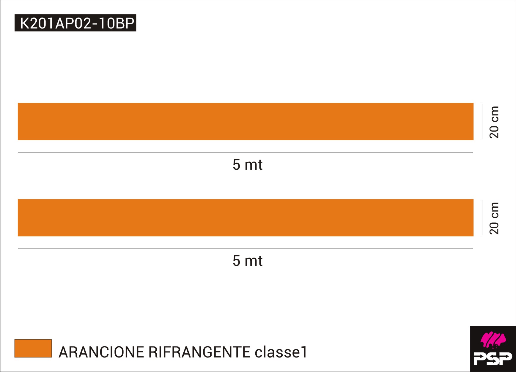 Fascia adesiva in rotolo da 10 mt x 20 cm per ambulanza arancione BP - immagine 3