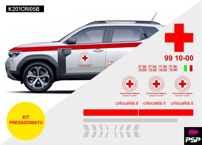 Kit adesivi livrea completa CROCE ROSSA ITALIANA per automedica DACIA DUSTER Terza Serie