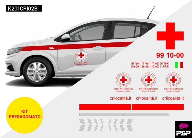 Kit adesivi livrea completa CROCE ROSSA ITALIANA per automedica DACIA SANDERO
