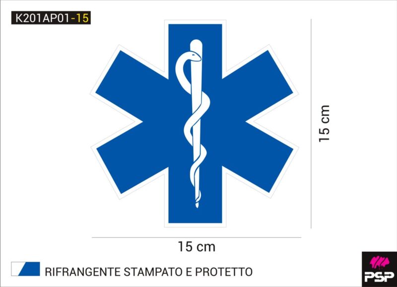 Croce Esculapio rifrangente adesiva 15 cm