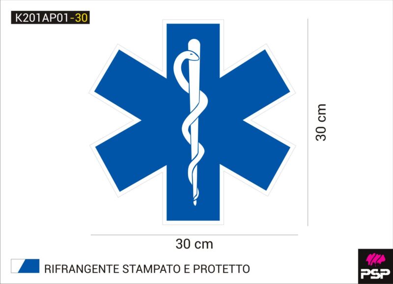 Croce Esculapio rifrangente adesiva 30 cm